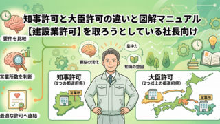 【建設業許可】他県に営業所を出す社長へ。知事許可と大臣許可の違いと図解マニュアル