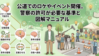 【道路使用許可】公道でのロケやイベント開催。警察の許可が必要な基準と図解マニュアル