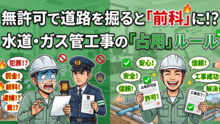 道路占用許可なしの管埋工事は犯罪です!水道・ガス管引き込み時の原状復旧と厳格なルール
