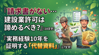 建設業許可の壁「実務経験10年」の証明。請求書がない時の代替資料と解決策