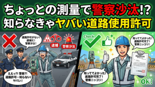 道路で測量機材を広げたら警察沙汰？道路使用許可の基準と安全確保