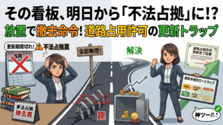 道路占用許可の更新手続き。長期間設置する看板や管路の管理と期限切れリスク