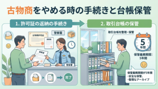 古物商をやめる時の手続き（許可証の返納）と取引台帳の保管義務期間