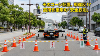 外壁塗装で高所作業車を道路に停める際のカラーコーン配置と誘導員の必須条件