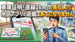 駐車場は自宅から直線2キロまでです。地図アプリで出る距離ではありません