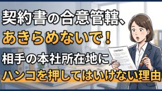 契約書の専属的合意管轄は変えられます。相手の本社所在地のまま押さない